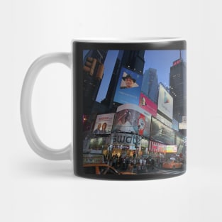The lights of Times Square at twilight, NYC Mug